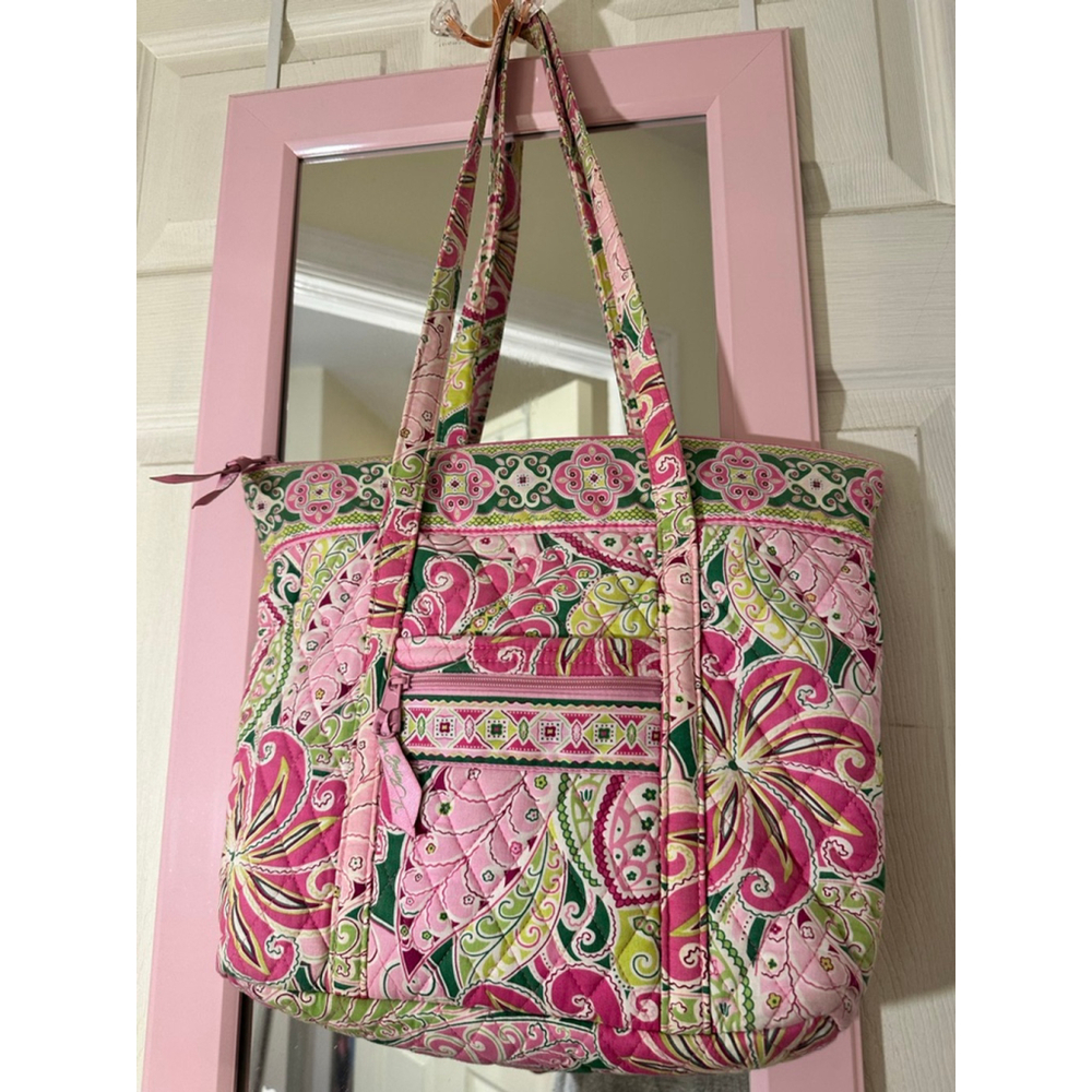 Vera Bradley Tote Bag Medium-Large Pink Green Floral